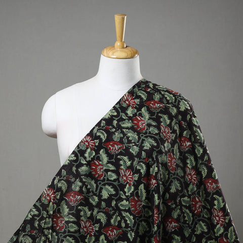 Green Block Printed Cotton Jahota Fabric