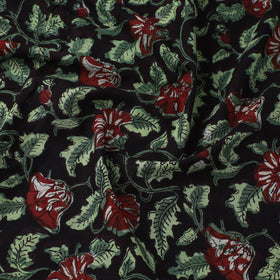 Green Block Printed Cotton Jahota Fabric