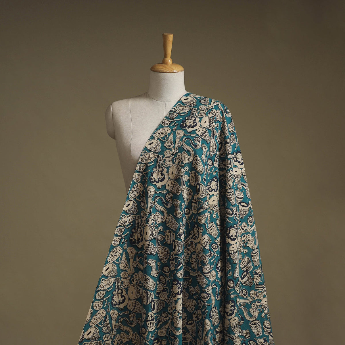 Printed cotton kalamkari fabric 04 - handcrafted
