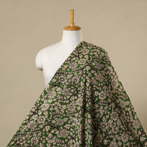 Green - printed cotton kalamkari fabric 05 - handcrafted