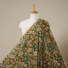 Green - printed cotton kalamkari fabric 05 - handcrafted