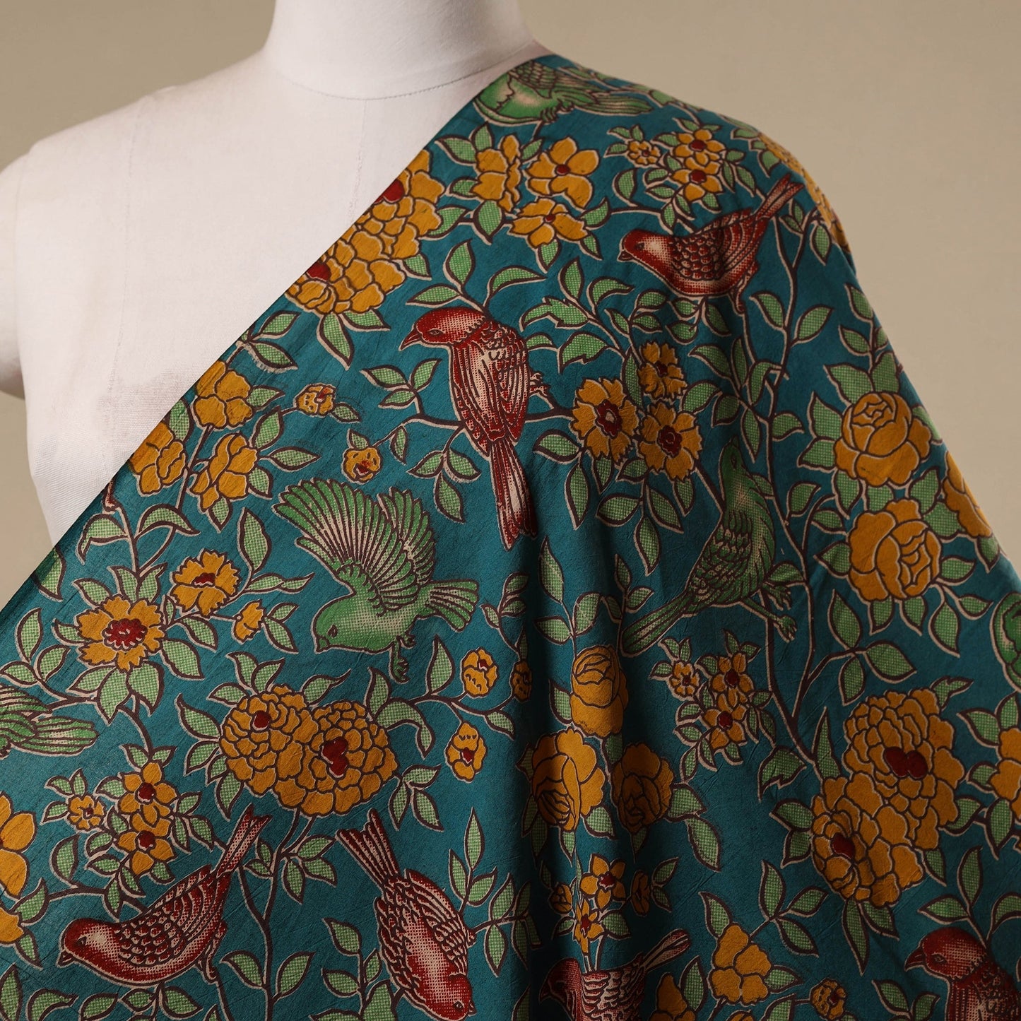 Printed cotton kalamkari fabric 15 - handcrafted