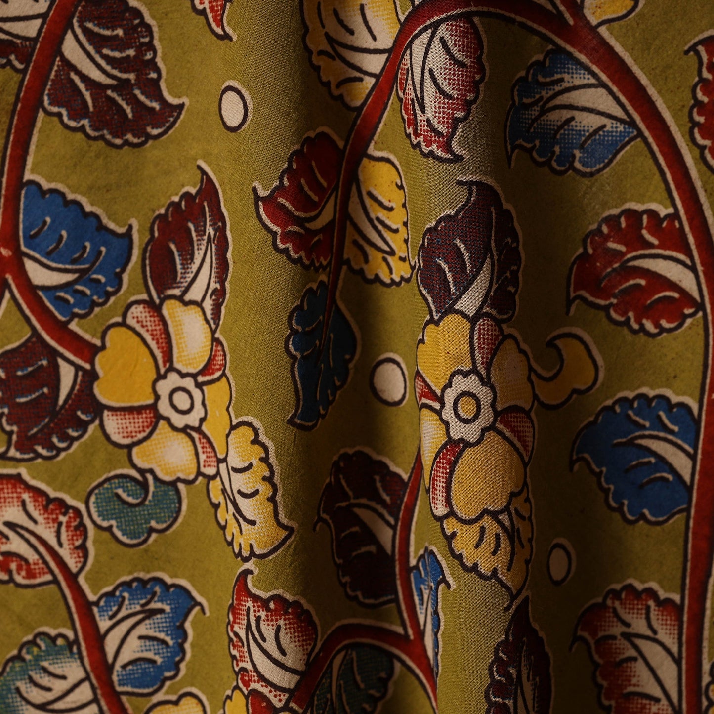 Printed cotton kalamkari fabric 35 - handcrafted