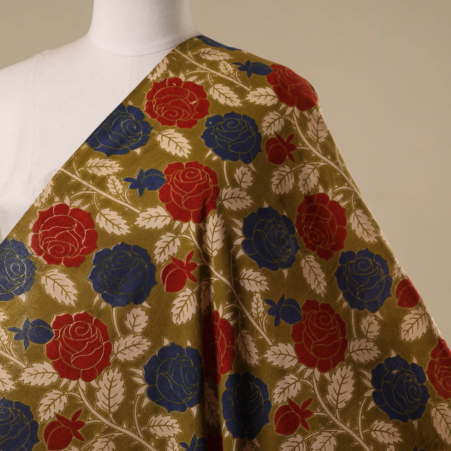 Printed cotton kalamkari fabric 44 - handcrafted