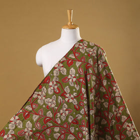 Green Printed Cotton Kalamkari Fabric