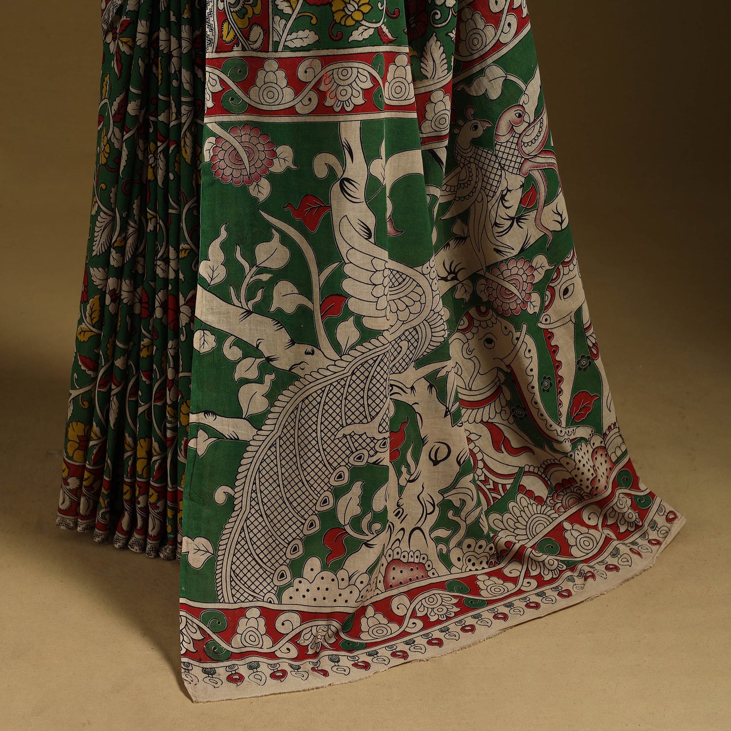 Printed cotton kalamkari saree 29 - handcrafted