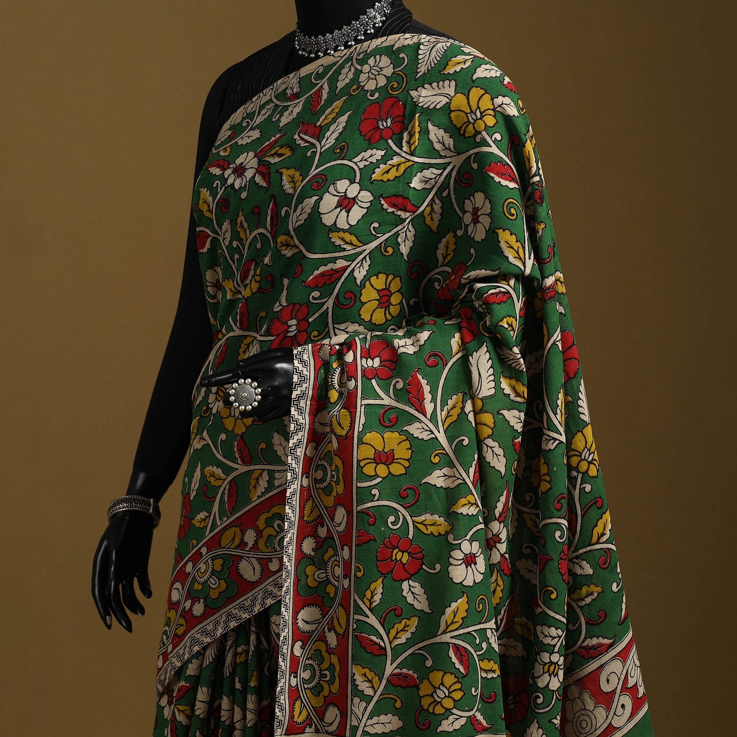 Printed cotton kalamkari saree 29 - handcrafted