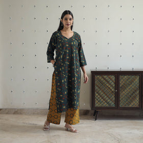  Block Printed Cotton Ajrakh Kurta Set 