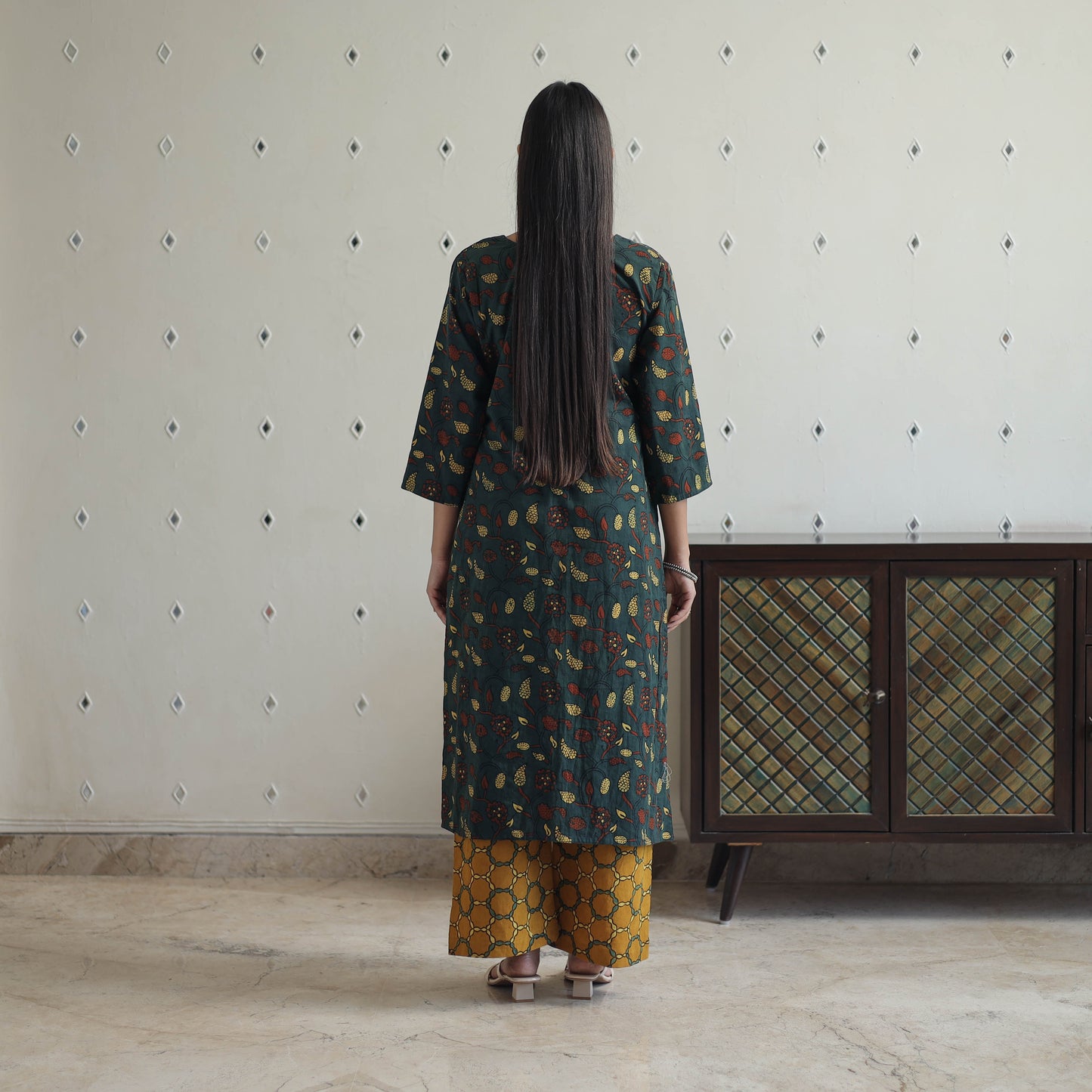  Block Printed Cotton Ajrakh Kurta Set 