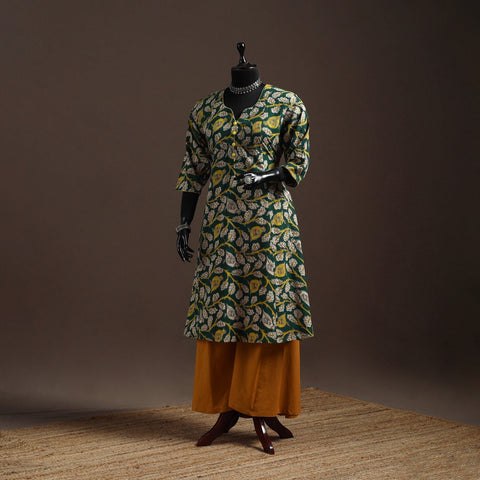 Printed cotton a-line kalamkari kurta for women 02