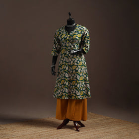 Printed cotton a-line kalamkari kurta for women 02