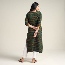 Green - Ajrakh Block Printed Cotton Long Kurta