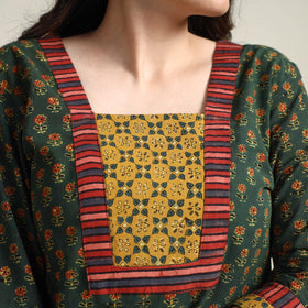 Green - Ajrakh Block Printed Cotton Long Kurta