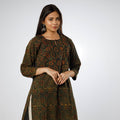 Buy Green - Ajrakh Block Printed Cotton Long Kurta Online at iTokri.com