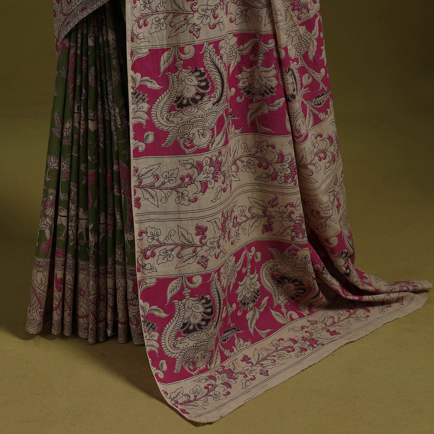 Printed cotton nellore kalamkari saree 10 - handcrafted