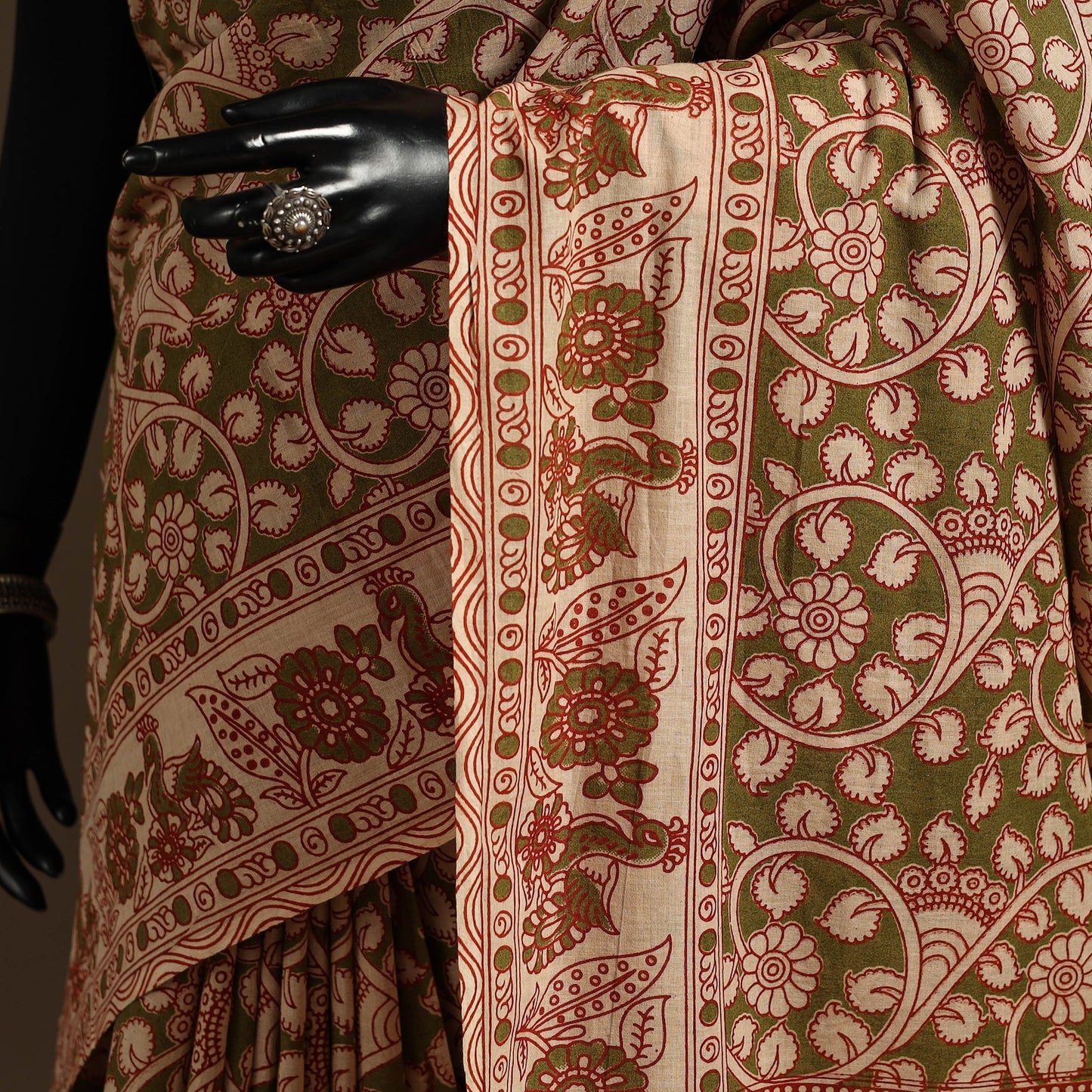 Green - printed cotton nellore kalamkari saree 31