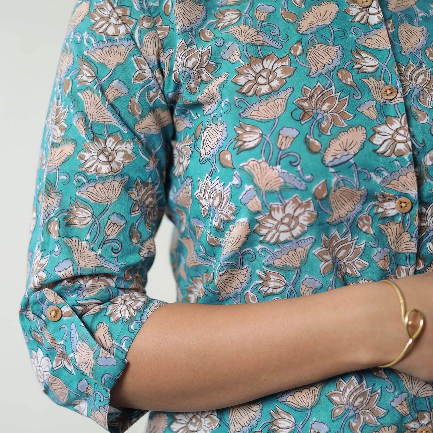 Green - printed cotton sanganeri co-ord set 09 - handcrafted