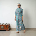 Green - printed cotton sanganeri co-ord set 09 - handcrafted