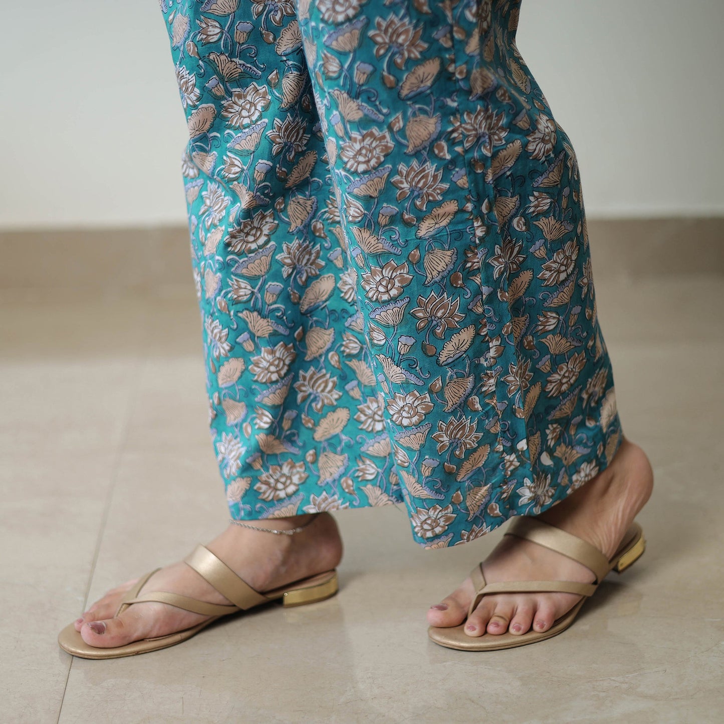 Green - printed cotton sanganeri co-ord set 09 - handcrafted