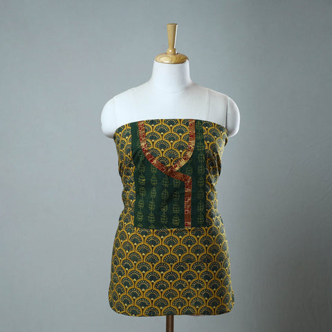 Green - Block Printed Cotton Ajrakh Kurta Material (2.8 meter) 01