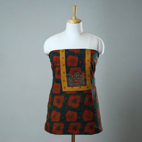 Buy Green Block Print Cotton Ajrakh Kurta Material Online