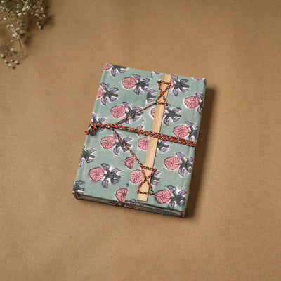 Printed fabric cover handmade paper notebook with thread