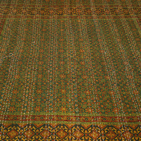  Ajrakh Block Printed Kantha Work Cotton Double Bed Cover Online at iTokri.com
