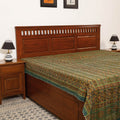  Ajrakh Block Printed Kantha Work Cotton Double Bed Cover Online at iTokri.com