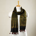 Buy Ajrakh Block Printed Mashru Silk Stole with Tassels Online at iTokri.com