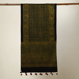 Buy Ajrakh Block Printed Mashru Silk Stole with Tassels Online at iTokri.com