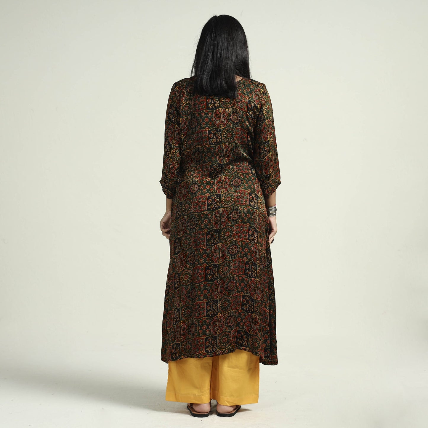 Buy Ajrakh Block Printed Modal Silk Kurta with Palazzo Set Online at iTokri.com