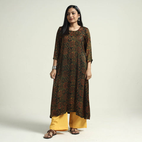 Buy Ajrakh Block Printed Modal Silk Kurta with Palazzo Set Online at iTokri.com