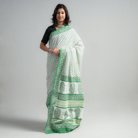  Block Printed Mul Cotton Sanganeri Saree