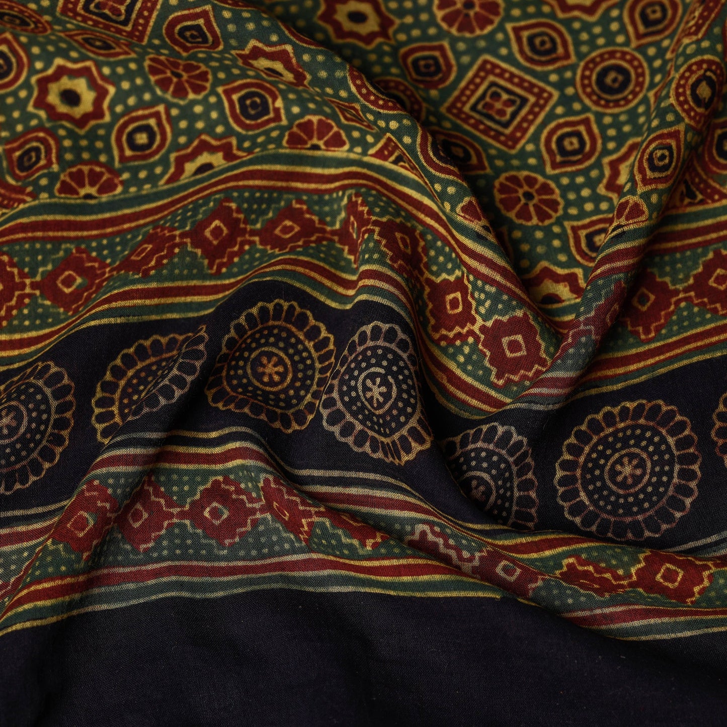 Buy  Ajrakh Block Printing Mul Cotton Stole With Tassels Online at iTokri.com