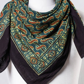 Green Ajrakh Block Printing Cotton Scarf from Kutch 