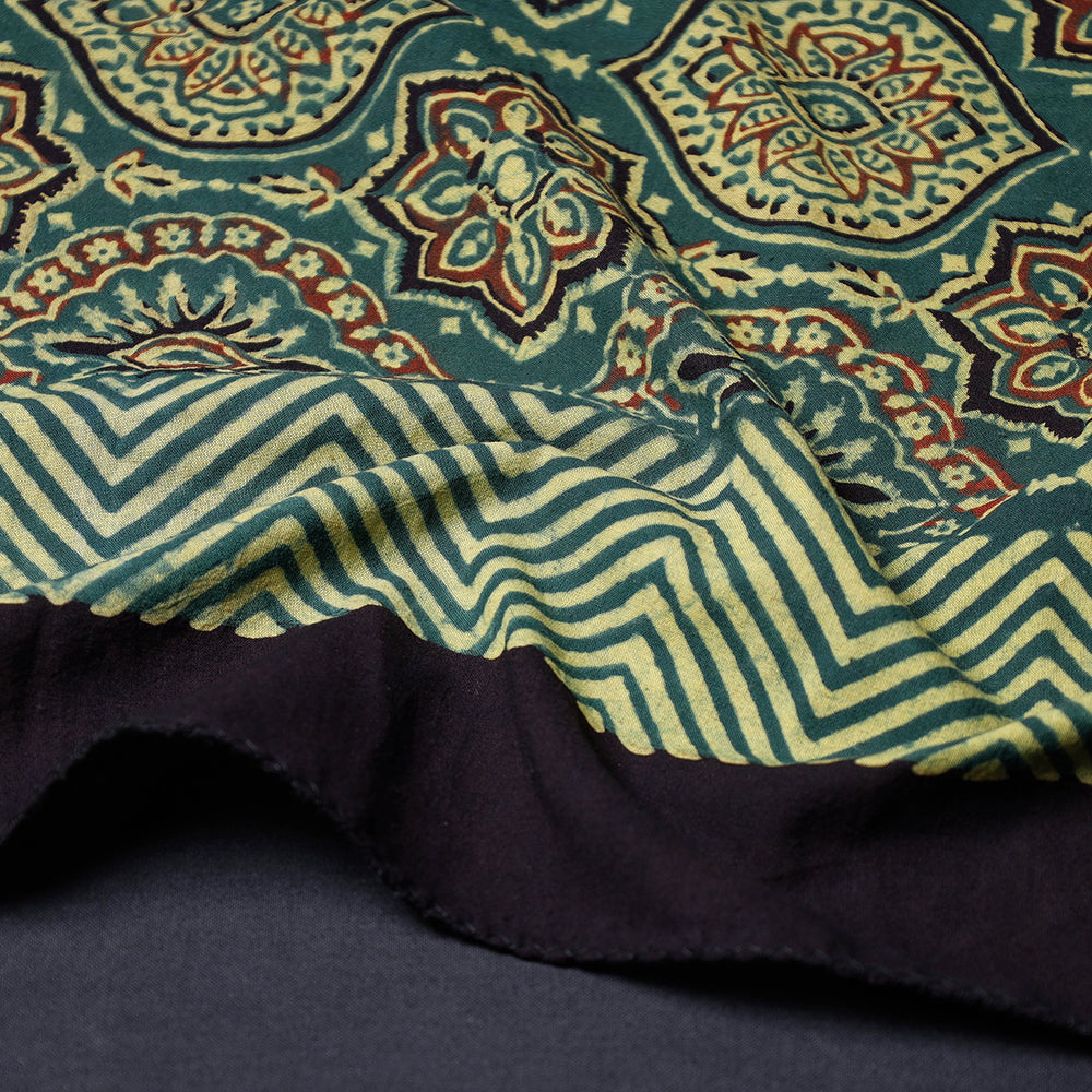 Green Ajrakh Block Printing Cotton Scarf from Kutch 