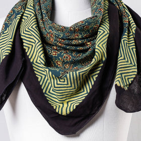 Green Ajrakh Block Printing Cotton Scarf from Kutch 