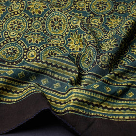 Green Ajrakh Block Printing Cotton Scarf from Kutch 