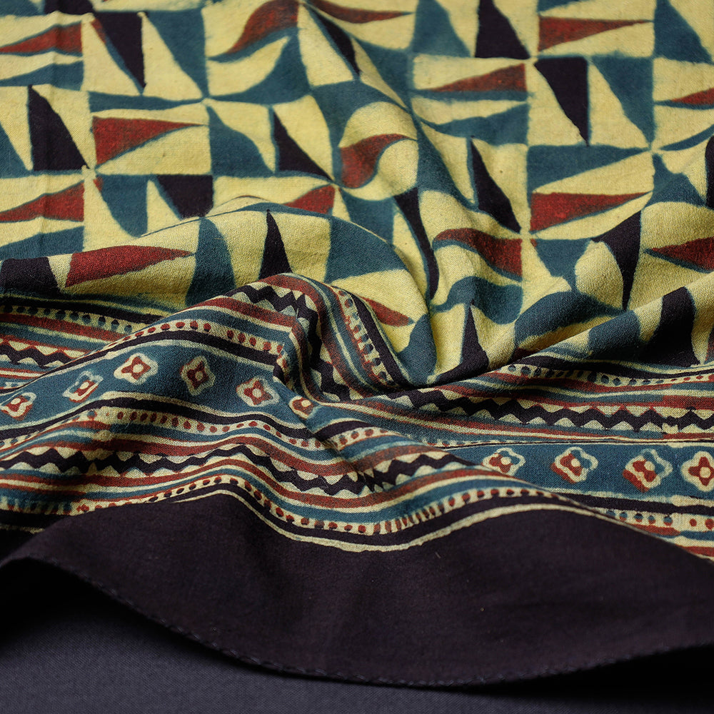 Green Ajrakh Block Printing Cotton Scarf from Kutch 