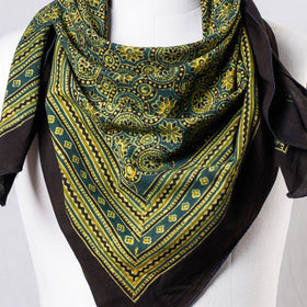 Green Ajrakh Block Printing Cotton Scarf from Kutch 
