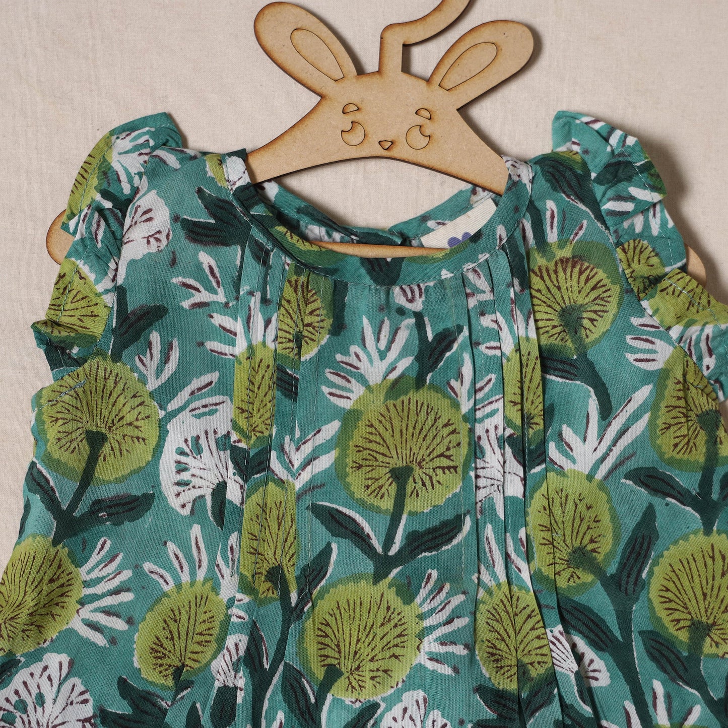 Green - pure cotton baby girls floral top & shorts (6-12