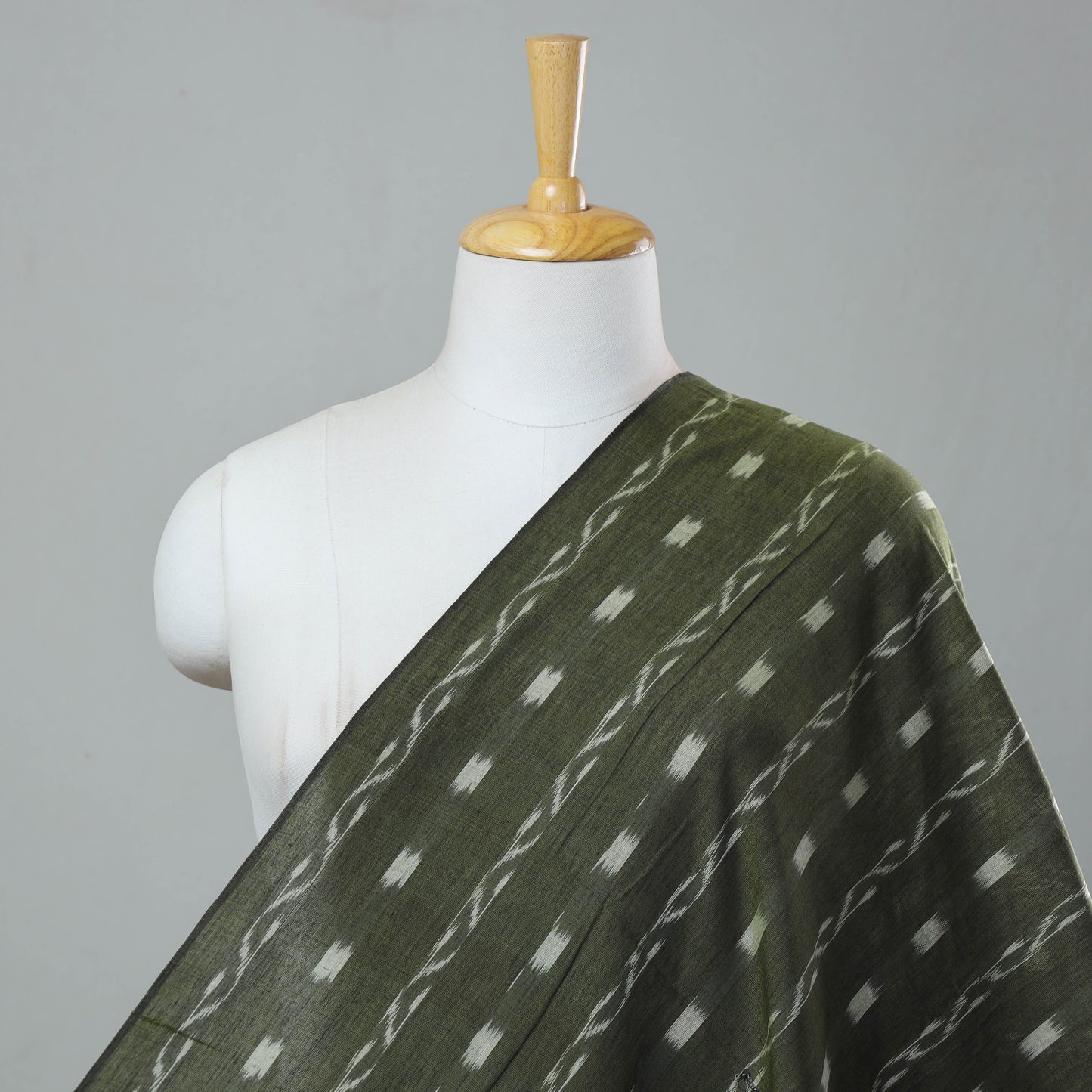 Green - pure cotton sambalpuri ikat fabric 04 - handcrafted