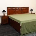 Green - pure handloom cotton double bed cover from bijnor