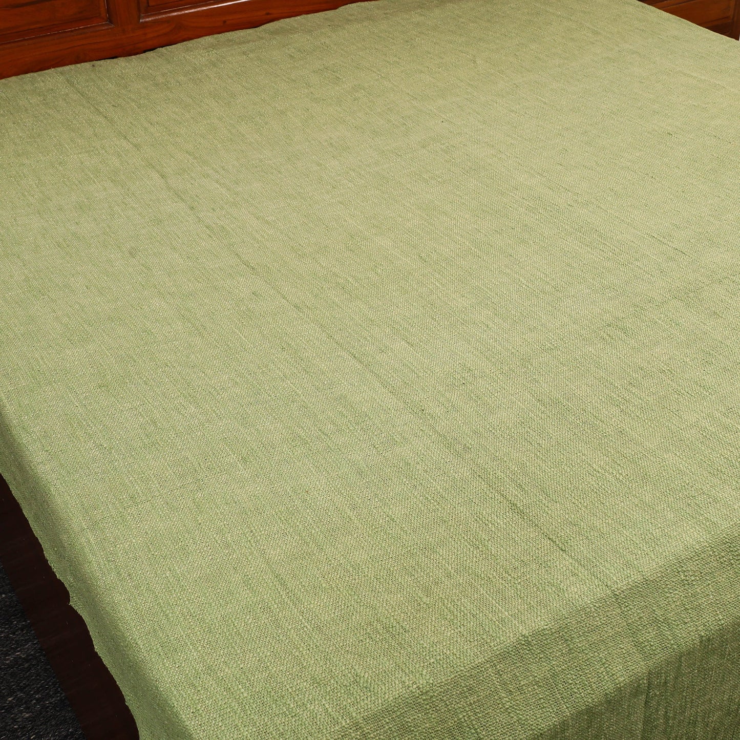 Green - pure handloom cotton double bed cover from bijnor