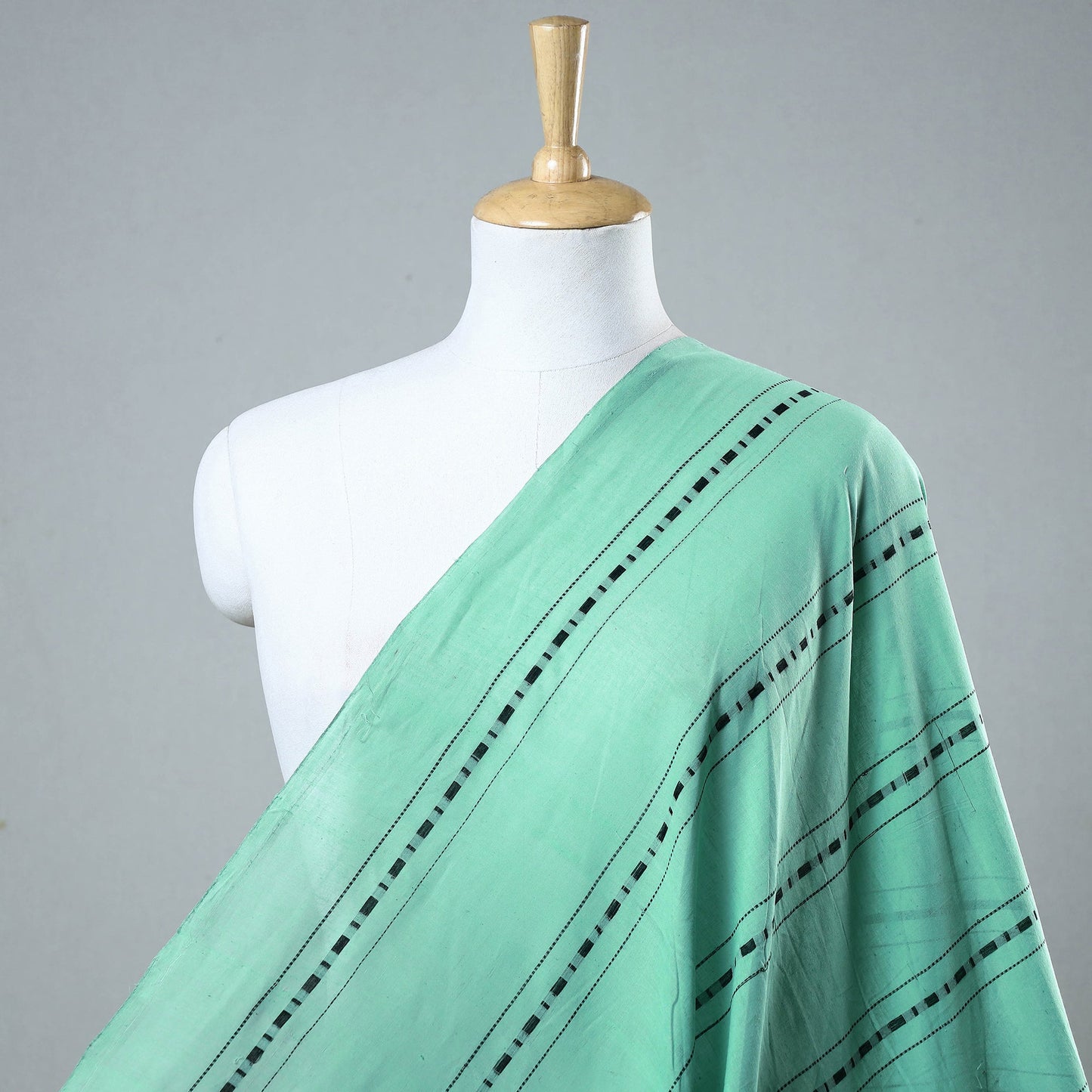 Green Pure Handloom Godavari Checks Cotton Fabric 