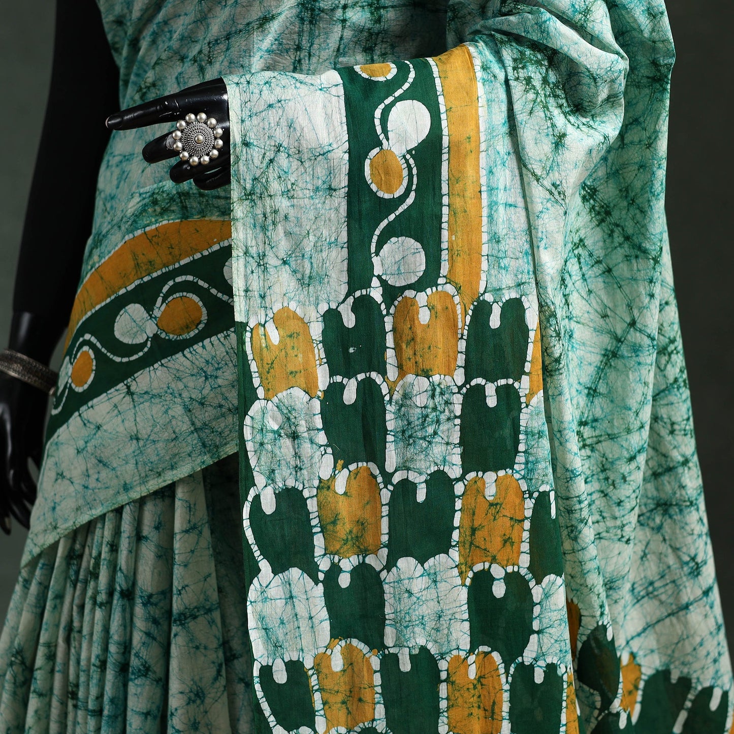 Pure mul cotton hand block batik print saree 02