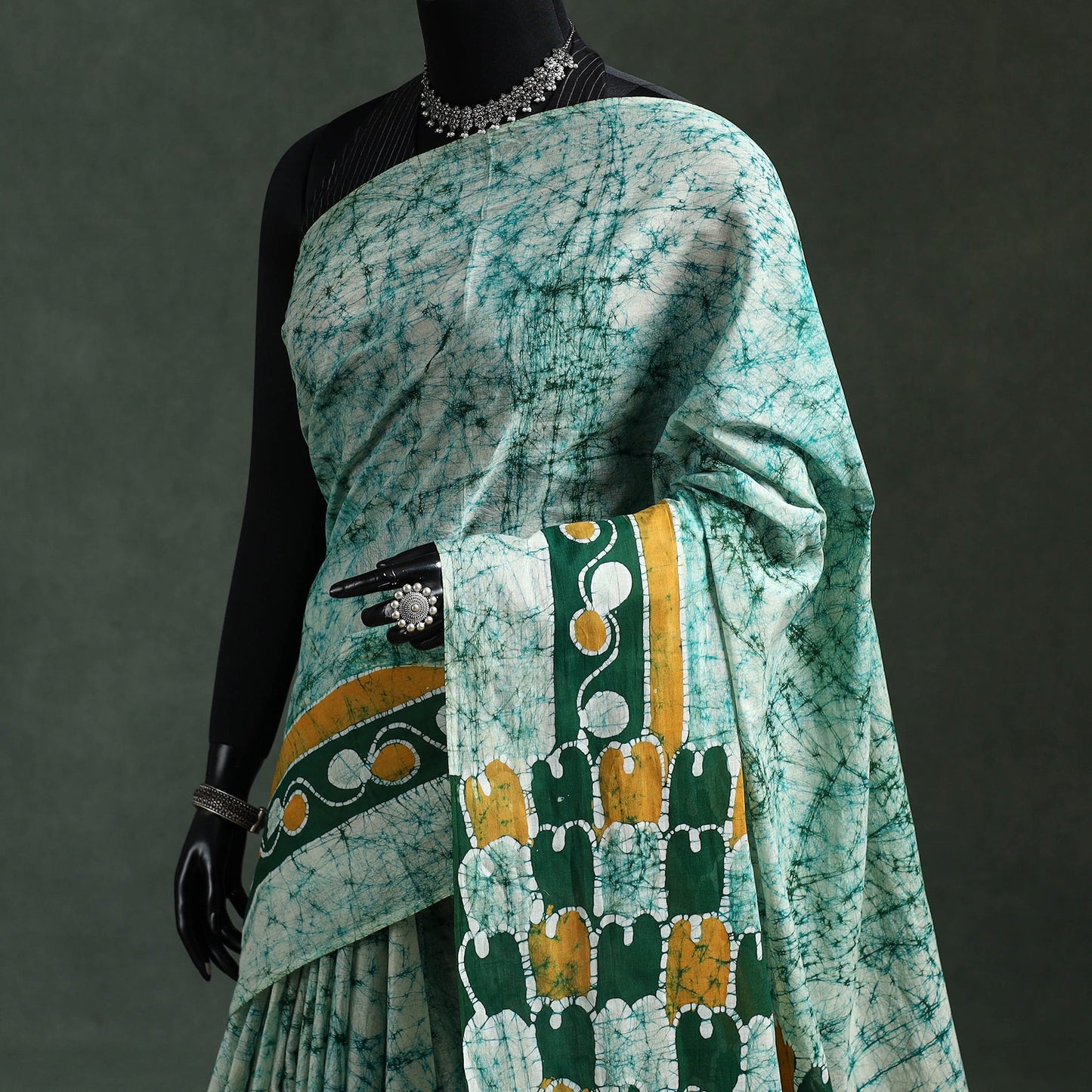 Pure mul cotton hand block batik print saree 02