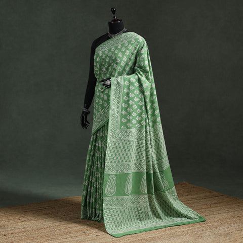 Pure mul cotton hand block batik print saree 22