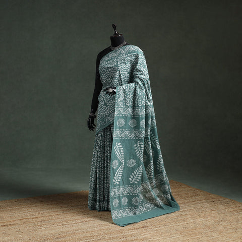 Pure mul cotton hand block batik print saree 87