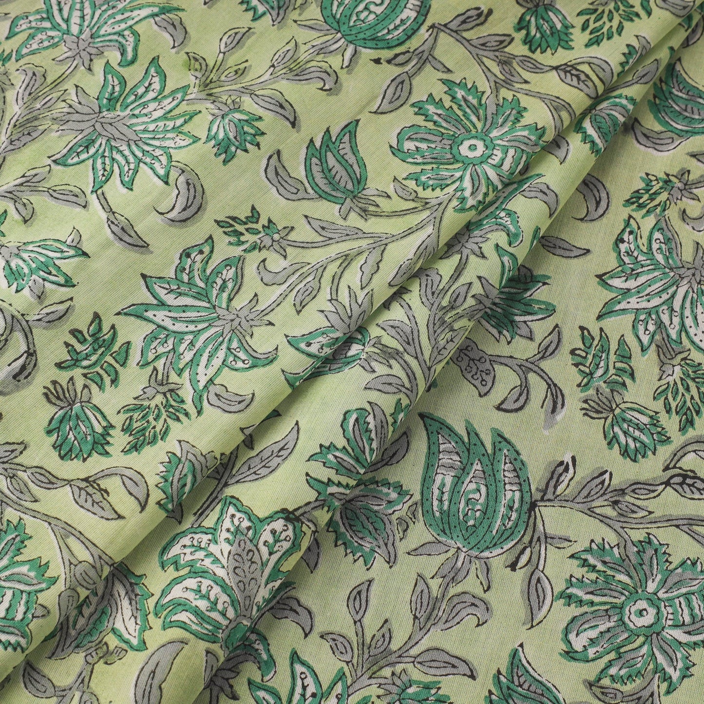 Pure mul cotton hand sanganeri fabric 01 - handcrafted